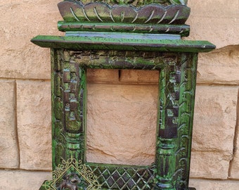 Hand Carved Wood Picture Frame: Rajasthani Jharokha Indian Wall Art