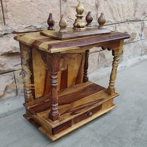 Wooden Temple, Acacia wood, Wall Hanging Mandir, Handcrafted Mandir Pooja Ghar, For Worship Home Decor, Wall hanging Decor, Wall Mount, Art