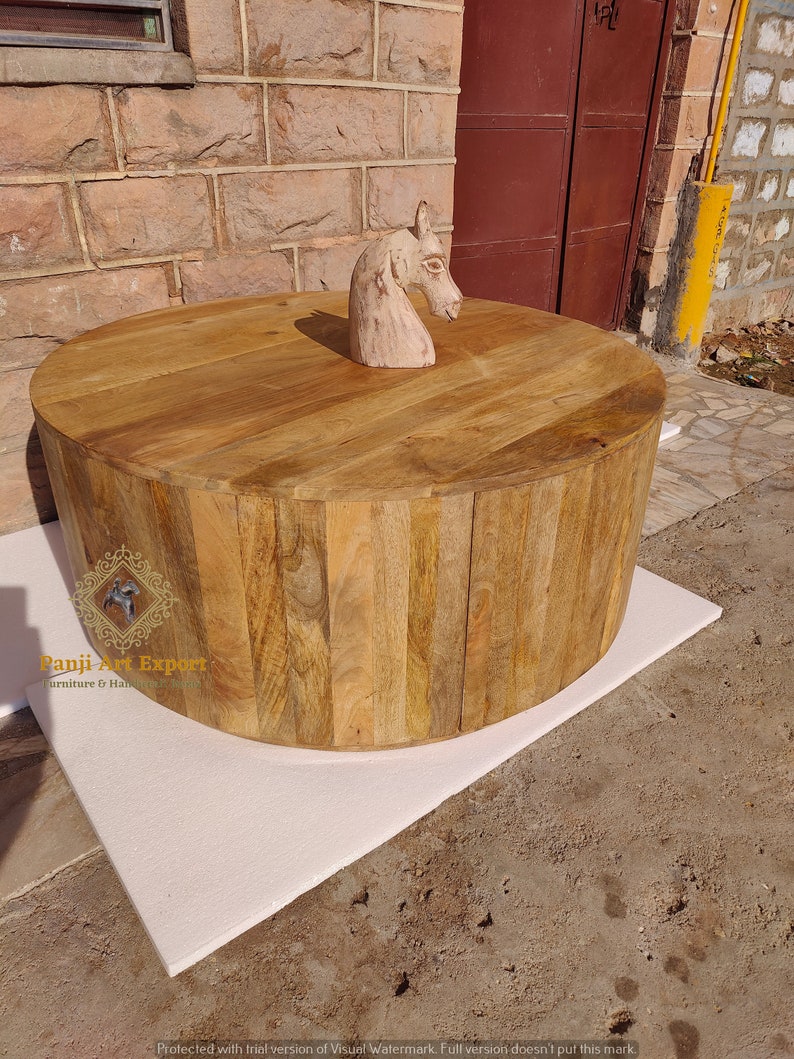 Wooden Round Storage Box Coffee Table Wooden Coffee Table Etsy