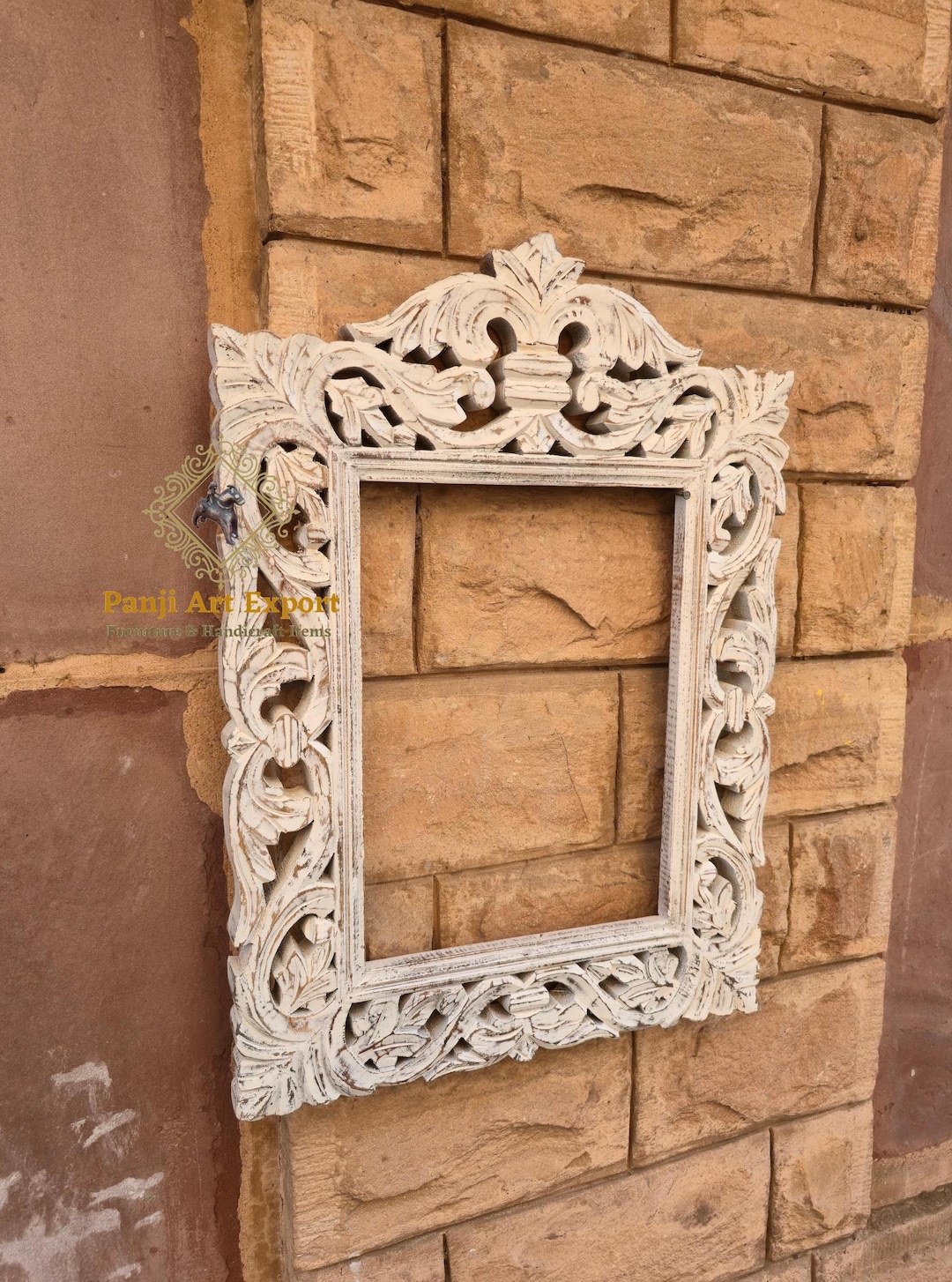 Wooden Hand-carved White Frame | Vintage Wall Decor Picture Frame