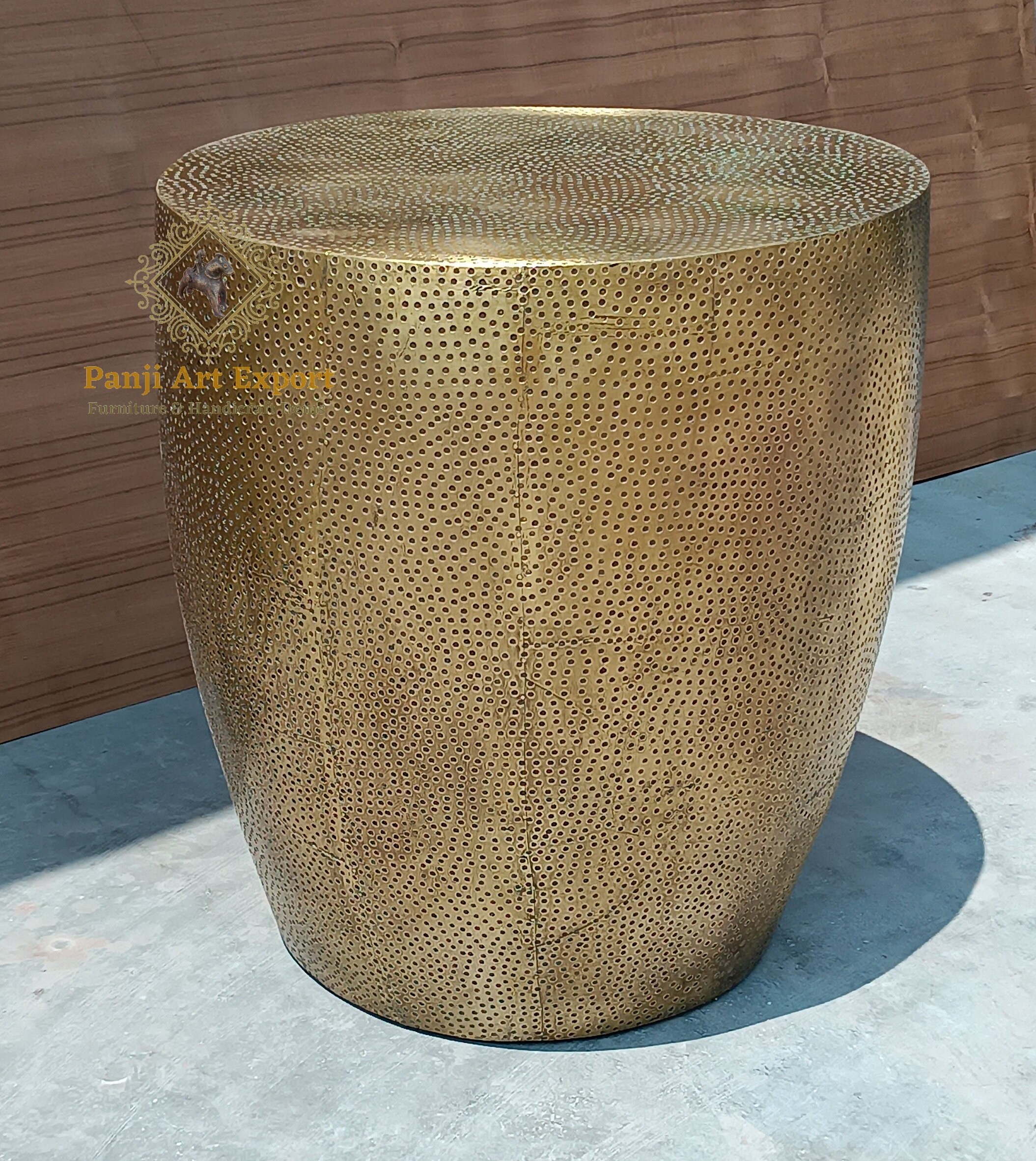 Brass drum side table discount