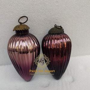 Kugel Glass Christmas Ornament Original Heavy Glass Heart Shape Christmas  Decorative Hanging Home Decor Wall Art Lot of 2  Art Decor