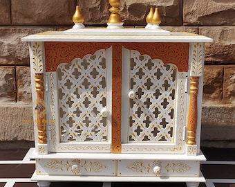 Handcrafted Wooden Temple Mandir: Wall Mount Pooja Ghar, Indian Art