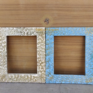 Wooden Photo Frame Rustic Look Wood Frame Hand Made and Carved Unique Photo Frame, Vintage Style Photo Frame,Collectible Indian Art Set of 2