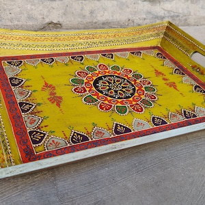 Wooden Tray Serving Tray Sets Handcrafted Hand Painted For Kitchen Table & Home Decorative Handicraft Decor Art