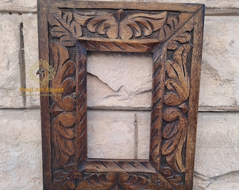 Wooden Picture Photo Frame, Hand Made and Carved, Unique