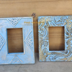 Wooden Picture Photo Frame Wood Hand Carved Picture Frame, Unique Design, Antique Design, Old Photo Frame Collectible Indian Art Set of 2
