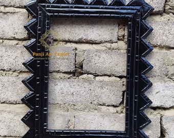 Hand Carved Wooden Picture Frame: Unique Indian Art Decor (9x12 Inch)