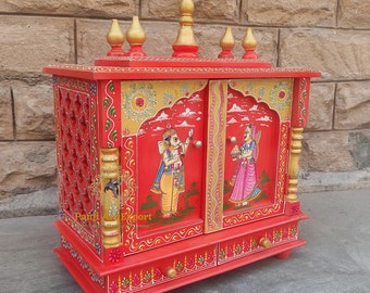 Handcrafted Wooden Ganesha Mandir: Indian Pooja Ghar Temple