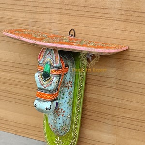 Wood Wall Bracket shelf Shelving Handcrafted Horse Wood Carved Hand Painted Unique Hand Handcrafted Collectible Home Decor Art