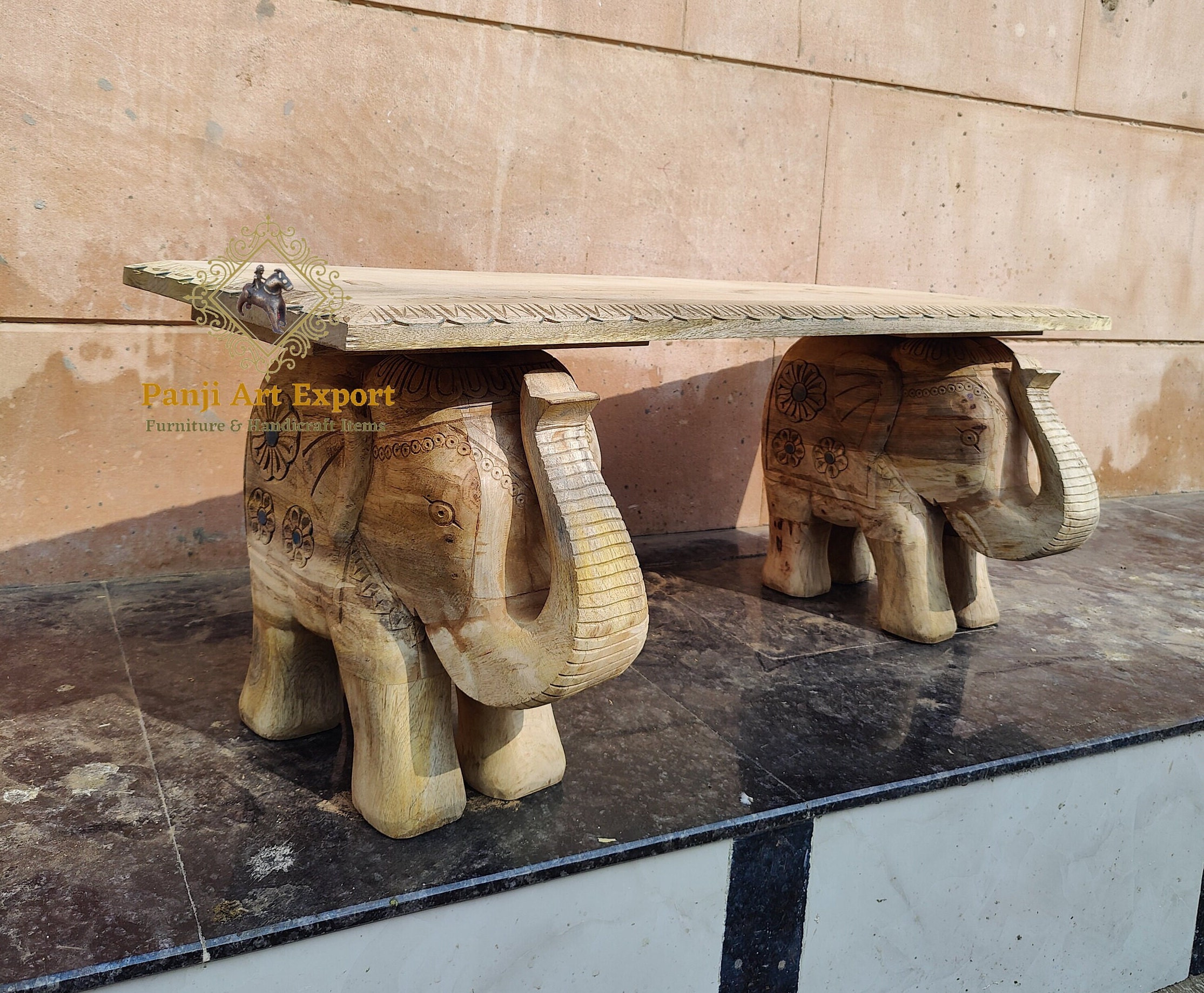 Wood Elephant Coffee Table: Indian Handcrafted Home Decor Art - Etsy