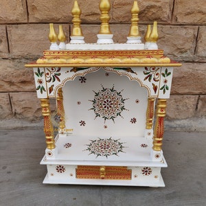 Wooden Temple New Style Open Temple Pooja Room Mandir Handcrafted Mandir Pooja Ghar For Worship Home Decor Wall Art Wall Mounted Home Decor