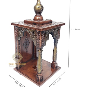 Handcrafted Wood Temple Mandir: Hindu Pooja Ghar, Copper & Gold Decor