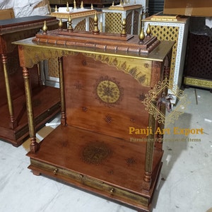 Beautiful Wooden Home Temple with handcrafted floral carving, premium solid wood finish, spacious worship platform and storage drawer designed for Lakshmi, Ganesh, Krishna, Shiva and Radha Krishna idols. Perfect for Diwali, Navratri, Janmashtami and daily worship. #HomeTemple #TempleGoals #WoodenShrine #MandirDesign #DevotionalDecor #PrayerRoom #IndianArtisans #LuxuryFurniture #FestiveDecor #EtsySeller