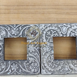 Wooden Photo Frame Rustic Look Wood Frame Hand Made and Carved Unique Photo Frame, Vintage Style Photo Frame,Collectible Indian Art Set of 2