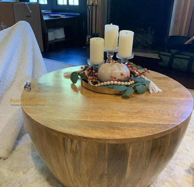Wooden round teapoy deals