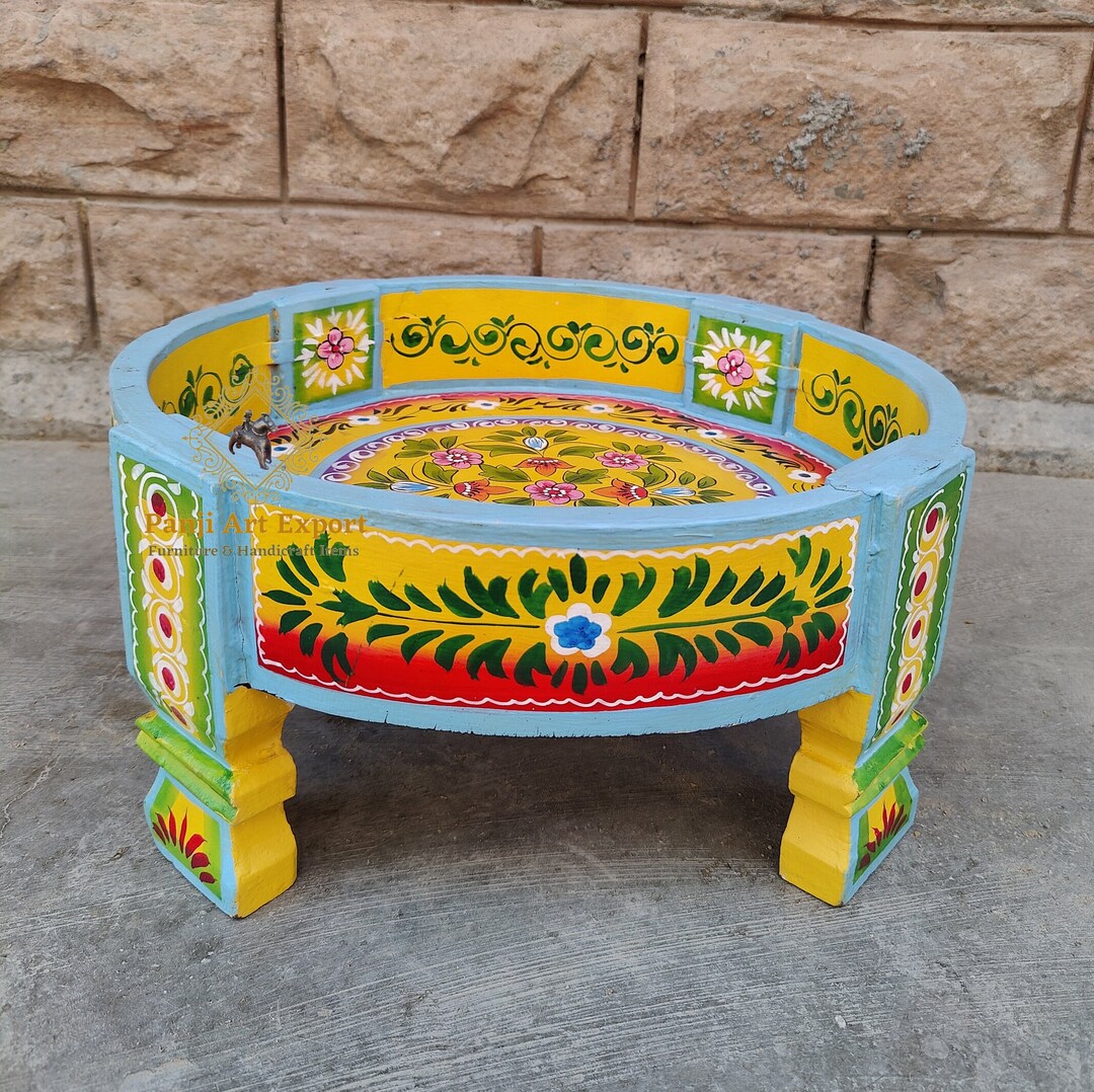 Handmade Carved Wooden Chakki Table: Indian Bohemian Coffee Table - Etsy