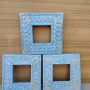Wood Photo Frame Wood Hand Carved Photo Frame Rustic look, Antique Design, Unique Design Photo Frame Collectible Indian Art Set of 2