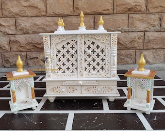 Templo hindú de madera hecho a mano: Mandap para Pooja Ghar, decoración de pared (Compra 1 y llévate 2 gratis)