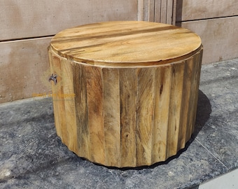 Handgemaakte Indiase ronde houten salontafel: woondecoratie