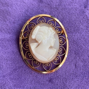 Cameo Brooch Vintage Victorian Style Jewellery Stamped
