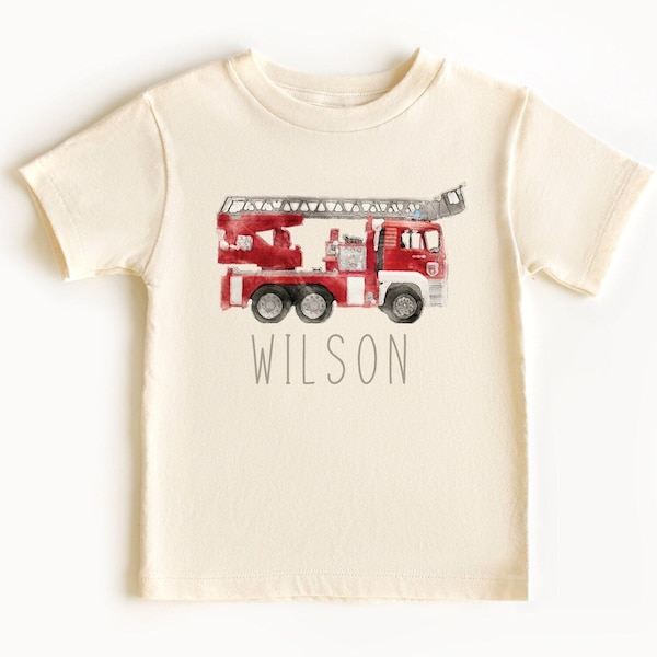 Personalized Fire Truck Toddler Shirt, Custom Shirt, Firefighter, Toddler Tee, Custom Name Shirt, Baby Boy Gift, Cute Kids Shirt, Bodysuit