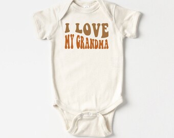 I Love My Grandma Baby Onesie®, Cute Grandma Bodysuit, Cute Grandmother Baby Announcement Gift, Newborn Gift Onesie®, Cute Grandma Onesie®