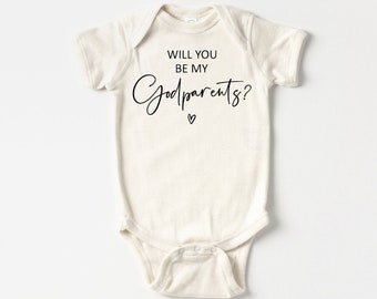 Will You Be My Godparents Onesie®, Baby Announcement Onesie®, Pregnancy Announcement Onesie®, Cute Godparent Bodysuit, Aunt Gift