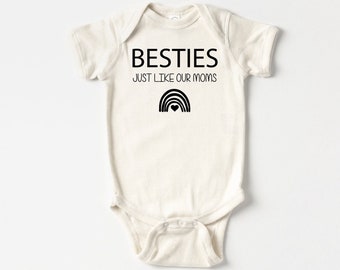 Besties Just Like Our Moms Baby Onesie®,Besties Baby Bodysuit, Natural Baby Onesie®, Cute Baby Bodysuit , New Mom Gift, Pregnancy Reveal