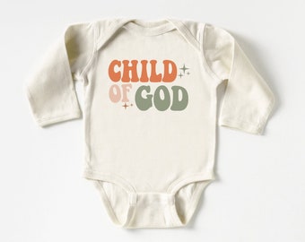 Child of God Baby Onesie®, Retro Religious Bodysuit, Vintage Natural Onesie®, Religious Shirt, Natural Toddler Tee, Newborn Baby Gift
