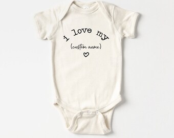 I Love My Custom Baby Onesie®, Cute Vintage Bodysuit, Natural Personalized Onesie®, Custom Baby Onesie®, Newborn Onesie®, Gift for Auntie