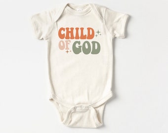 Child of God Baby Onesie®, Retro Religious Bodysuit, Vintage Natural Onesie®, Religious Shirt, Natural Toddler Tee, Newborn Baby Gift