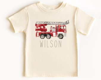 Personalized Fire Truck Toddler Shirt, Custom Shirt, Firefighter, Toddler Tee, Custom Name Shirt, Baby Boy Gift, Cute Kids Shirt, Bodysuit