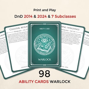 Karty umiejętności klas podstawowych Warlocka dla DnD 5e | DnD 2014 i 2024 (plik PDF do druku)