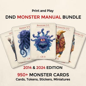 Paquete de cartas de monstruos de DnD 2014-2024, Manual de monstruos