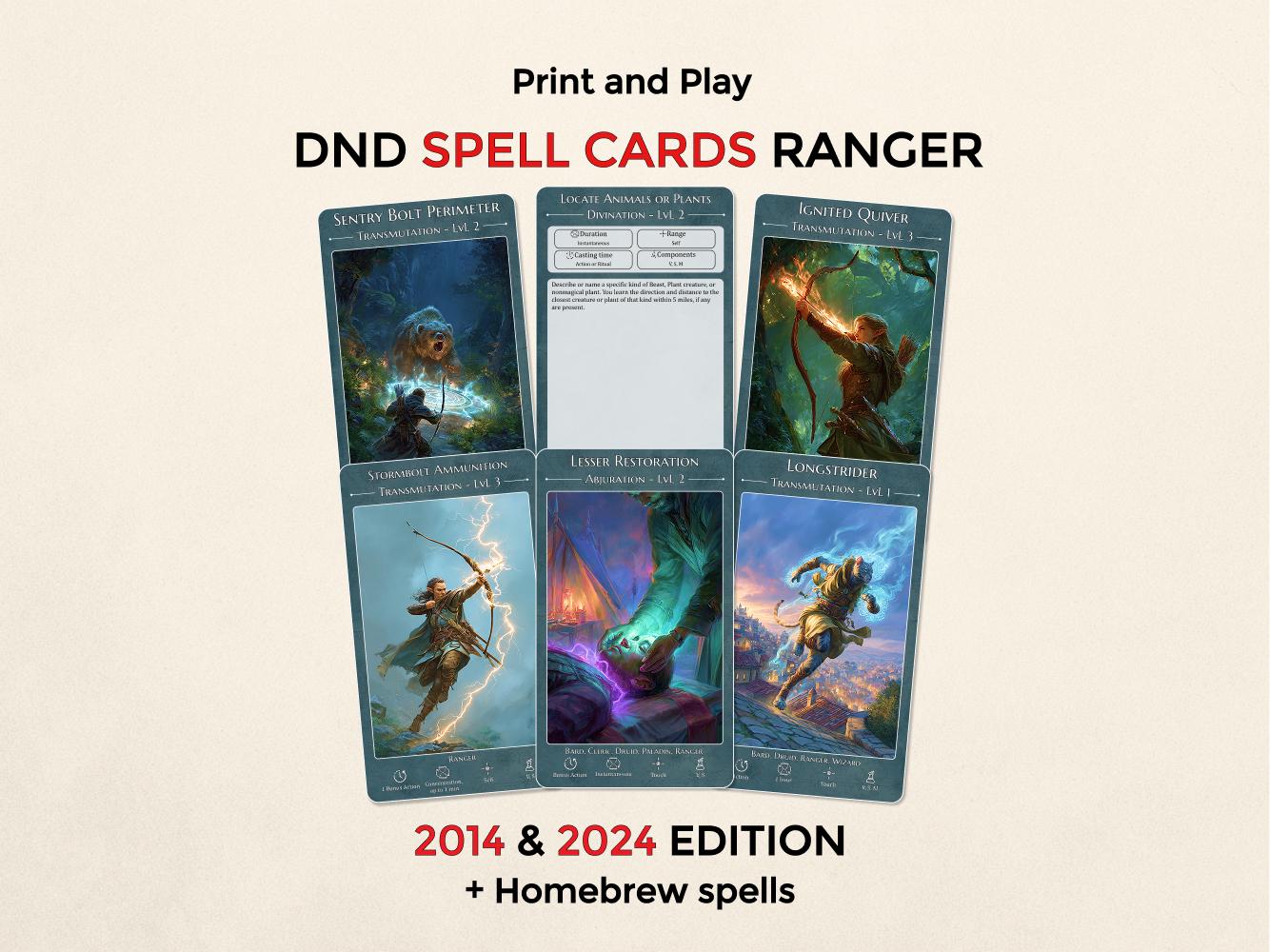 All Ranger Spells Illustrated Ranger Spell Cards Dnd - Etsy