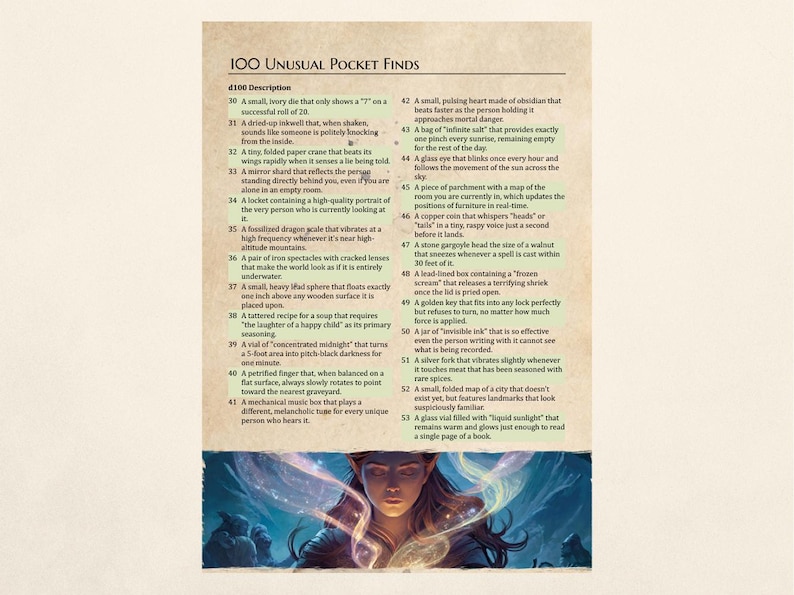 Random Spell Table 1100 Random Tables for D&D - Etsy