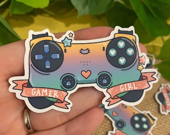 Gamer Girl-konsolkontroll - Gamer-klistermärke - Vinylklistermärke för bärbara datorer, vattenflaskor, planerare och journaler