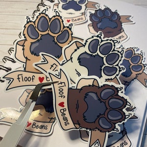 Produit abandonné - Coussin noir chien - Sticker haricots ronds - Sticker patte de chien - Sticker vinyle autocollant pour ordinateurs portables, bouteilles d'eau, agendas et journaux intimes