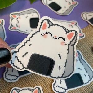 Rice Ball Onigiri Cat - Cat Sticker - Vinyl Sticker Decal for Laptops, Water Bottles, Planners, & Journals