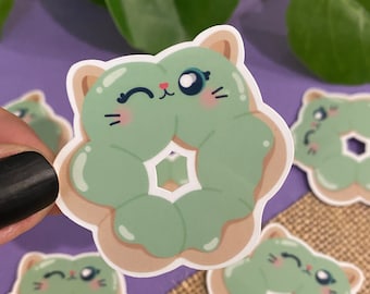 Mochi Donut Cat Sticker - Vinyl Sticker Decal for Laptops, Water Bottles, Planners, & Journals