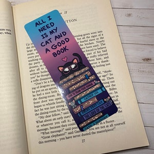 Book Nerd Cat Bookmark - Double Sided Cat Bookmark, Gifts for Cat Lovers, Black Cat Bookmark