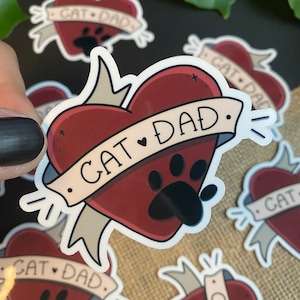 Cat Dad Tattoo Sticker - Cat Sticker- Waterbestendige sticker, laptopsticker, waterflessticker