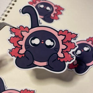 Axolotl Cat Sticker - Cat Sticker - Vinyl Sticker Decal for Laptops, Water Bottles, Planners, & Journals