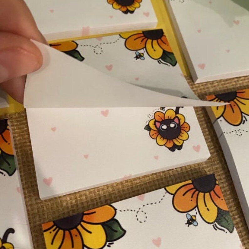 Sunflower Black Cat Cute Sticky Note - Memo Pad - Stationery Gifts - Etsy