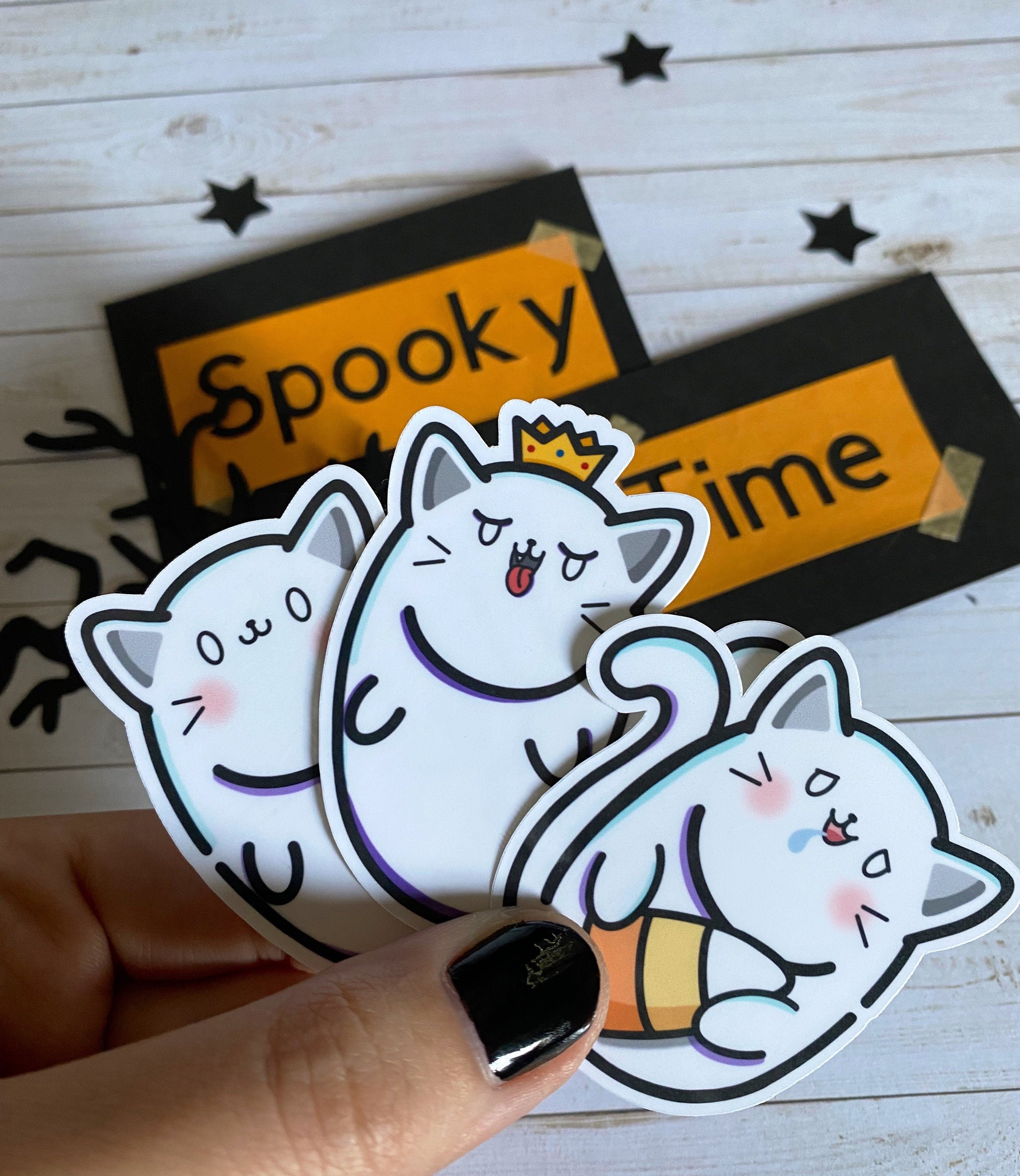 Spooky Ghost Cat - Halloween Sticker - Cat Sticker- Water Resistant ...