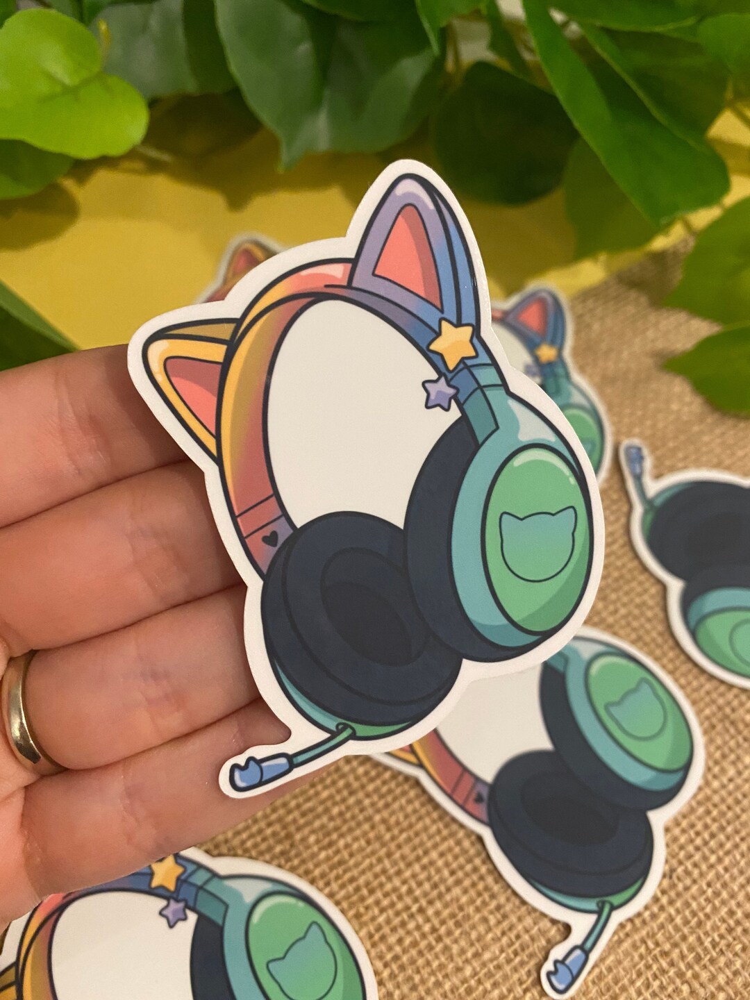 Cat Eared Headset Sticker - Gamer Sticker - Vinyl Sticker Decal for ...