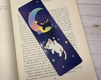 Moon Kitty Bookmark - Cat Bookmark, Gifts for Cat Lovers, Space Cat Bookmark