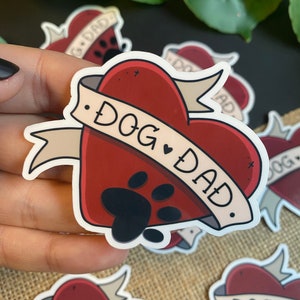 Dog Dad Tattoo Sticker - Dog Sticker- Waterbestendige sticker, laptopsticker, waterflessticker