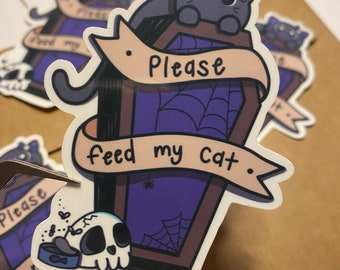 Coffin Cat Sticker - Coffin Sticker - Vinyl Sticker Decal for Laptops, Water Bottles, Planners, & Journals